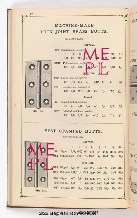 : Page from Illustrated Catalogue of Machine-Made and Cast Ca : Page from Illustrated Catalogue of Machine-Made and Cast Ca