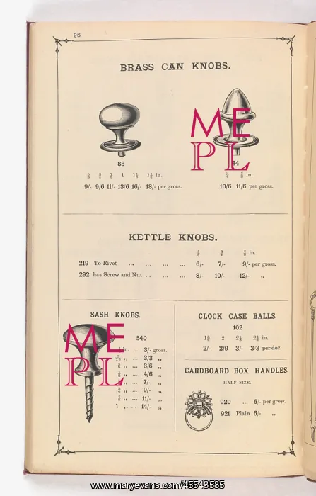 : Page from Illustrated Catalogue of Machine-Made and Cast Ca : Page from Illustrated Catalogue of Machine-Made and Cast Ca