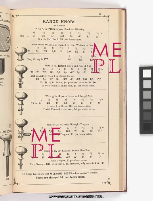 : Page from Illustrated Catalogue of Machine-Made and Cast Ca : Page from Illustrated Catalogue of Machine-Made and Cast Ca