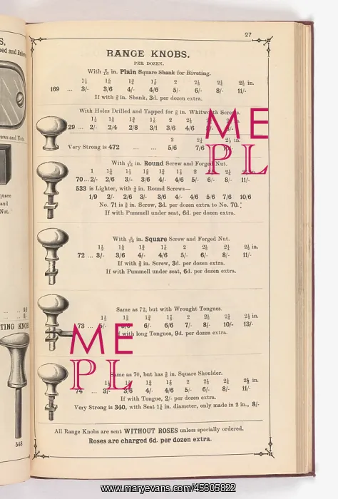 : Page from Illustrated Catalogue of Machine-Made and Cast Ca : Page from Illustrated Catalogue of Machine-Made and Cast Ca