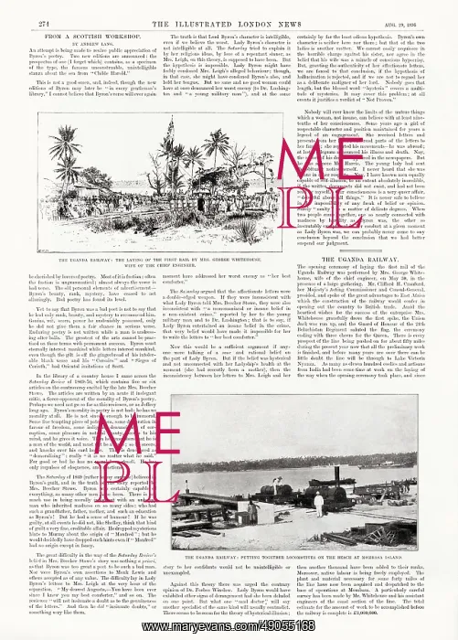: Page from ILN 29 August 1896 - Uganda Railway : Page from ILN 29 August 1896 - Uganda Railway