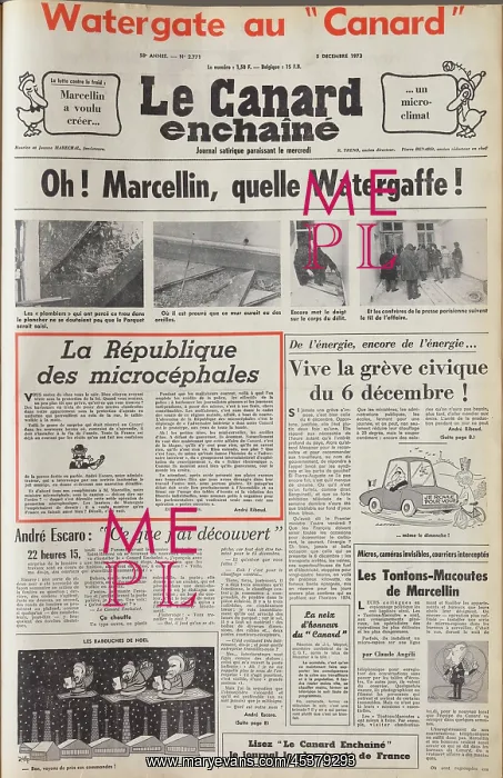 : Front page of Le Canard Enchaine, issue number : Front page of Le Canard Enchaine, issue number