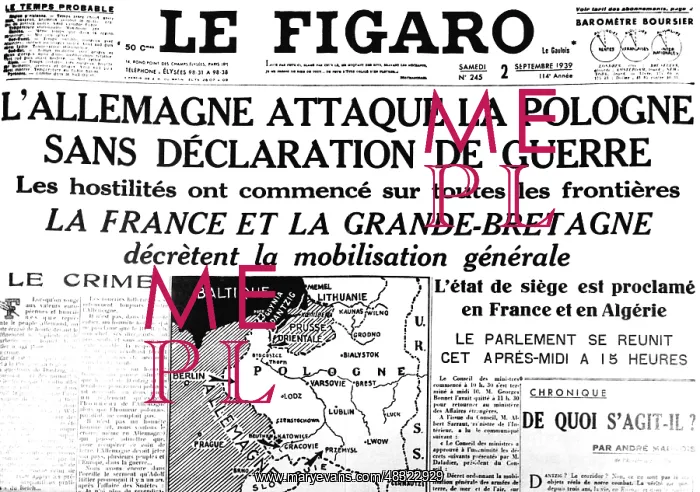 : Front page of Le Figaro on September 2, 1939 : Front page of Le Figaro on September 2, 1939