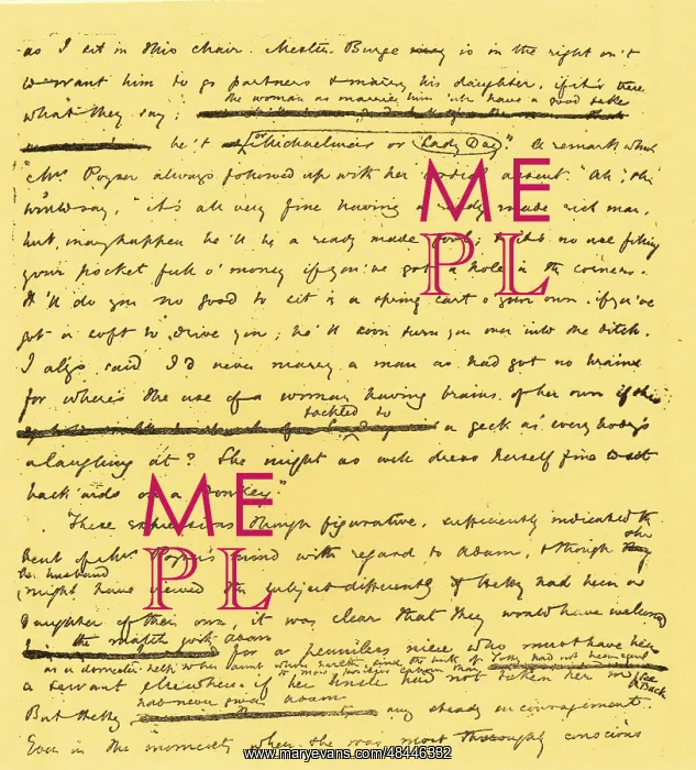 : Page of manuscript of the novel Adam Bede by : Page of manuscript of the novel Adam Bede by