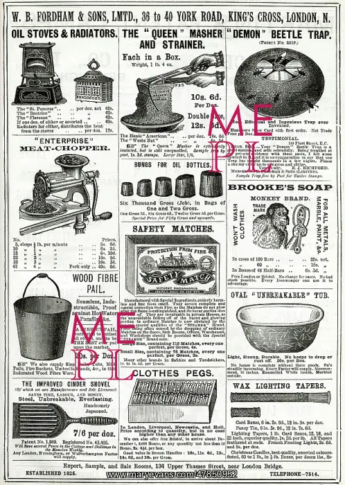 : Page of Victorian adverts for household items 1888 : Page of Victorian adverts for household items 1888