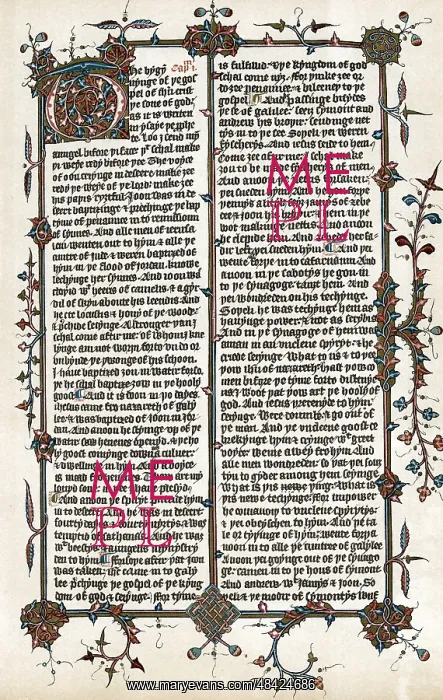 : Page from Wycliffe's translation of the Bible : Page from Wycliffe's translation of the Bible