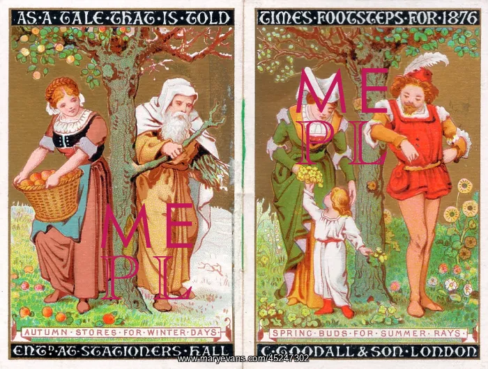 : Pages of a booklet, Time's Footsteps for 1876 : Pages of a booklet, Time's Footsteps for 1876