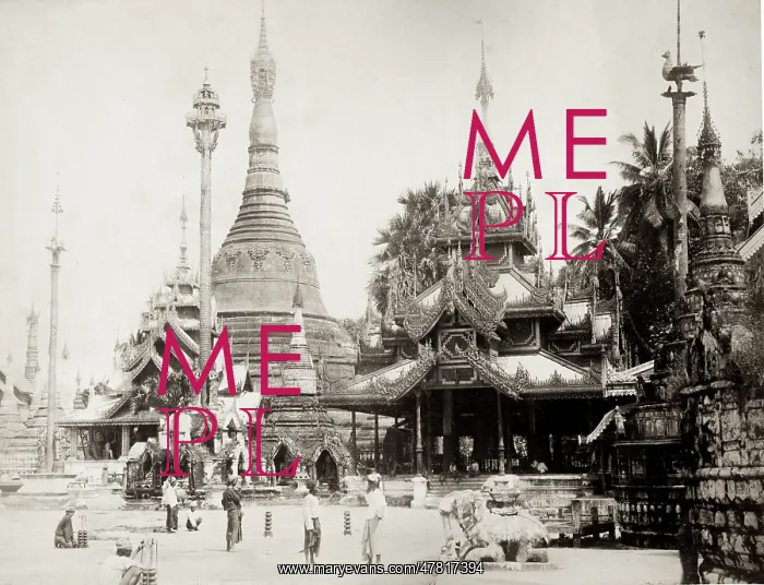 : Pagodas, temples, Ragoon, Yangon, Burma, Myanmar c.1890 : Pagodas, temples, Ragoon, Yangon, Burma, Myanmar c.1890
