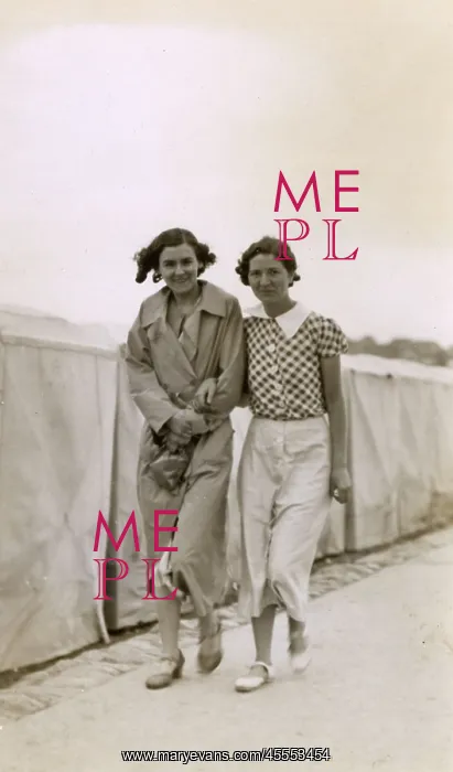 : Paignton, Devon - Two young women at the seaside : Paignton, Devon - Two young women at the seaside