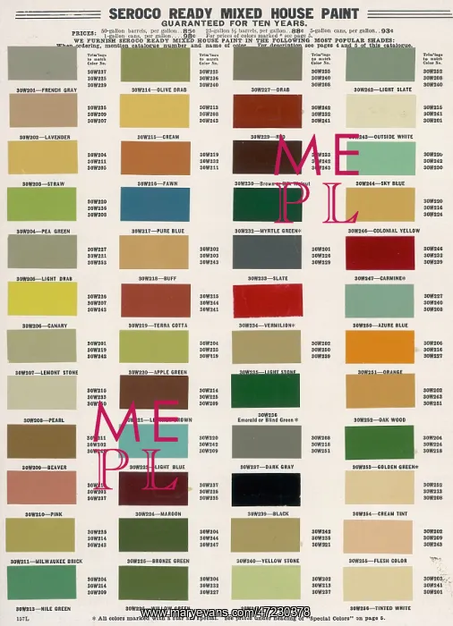  : Paint Chart 1908