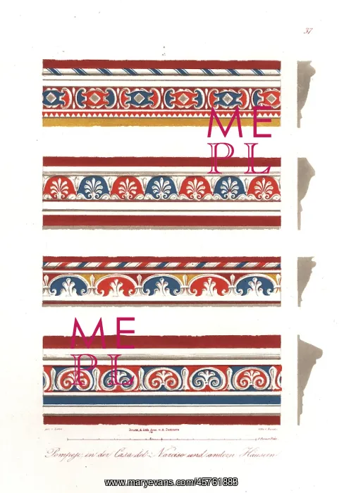 : Painted cornices from the Casa del Narciso, Pompeii : Painted cornices from the Casa del Narciso, Pompeii