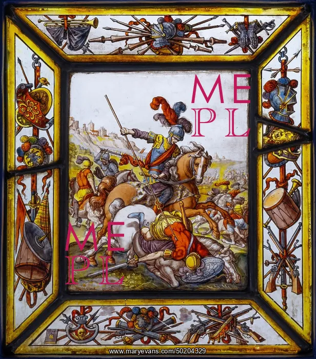 : Painted glass window, Musee de Vauluisant, Troyes, France : Painted glass window, Musee de Vauluisant, Troyes, France
