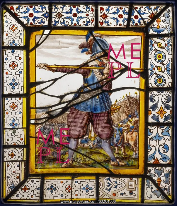 : Painted glass window, Musee de Vauluisant, Troyes, France : Painted glass window, Musee de Vauluisant, Troyes, France