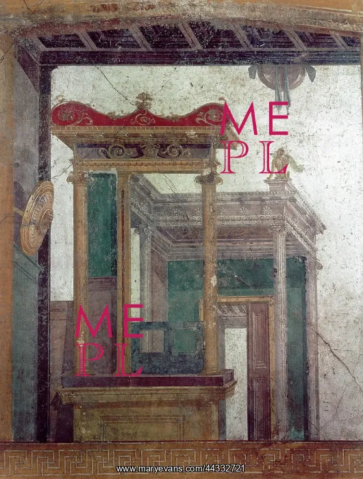 : Painted mural featuring an architectual : Painted mural featuring an architectual