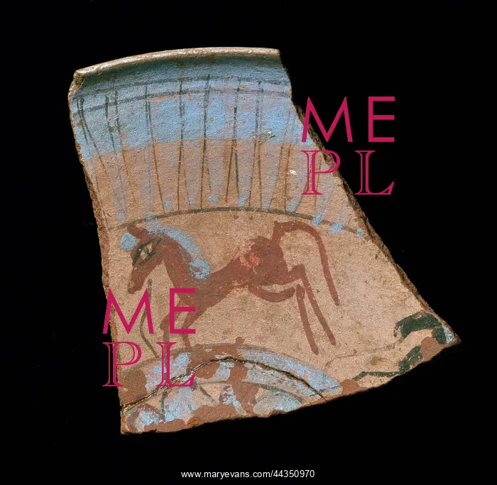 : Painted shard depicting a horse : Painted shard depicting a horse