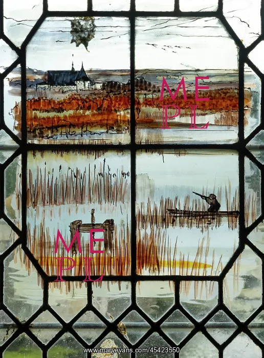 : Painted window, Chateau de Sully-sur-Loire, Loiret, France : Painted window, Chateau de Sully-sur-Loire, Loiret, France
