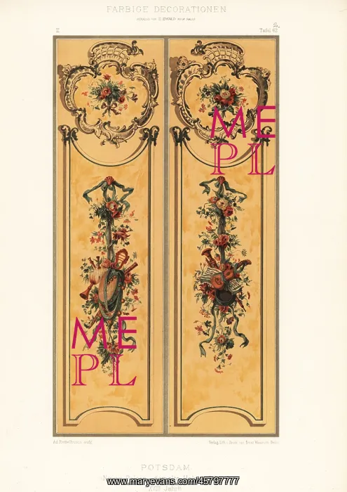 : Painted wood panels in the New Palace, Potsdam, 18th century : Painted wood panels in the New Palace, Potsdam, 18th century