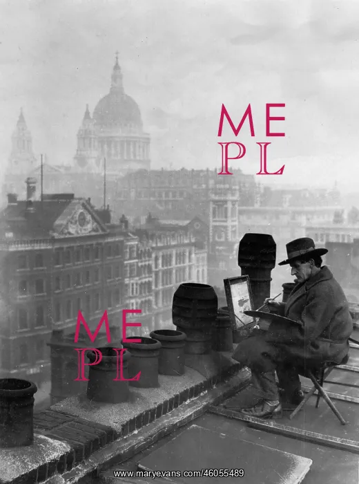 : Painters in the middle of smokestacks of London : Painters in the middle of smokestacks of London