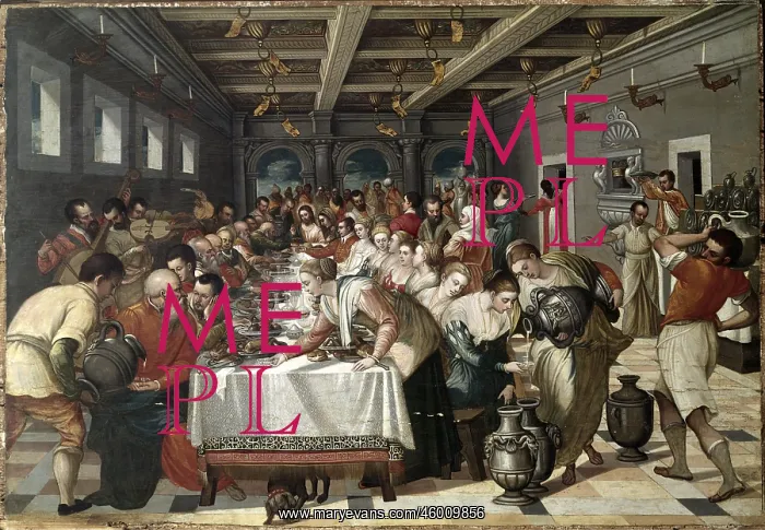 : Painting. painting, Marriage at Cana, Greek - Venetian master, Museo Correr, 16th century : Painting. painting, Marriage at Cana, Greek - Venetian master, Museo Correr, 16th century