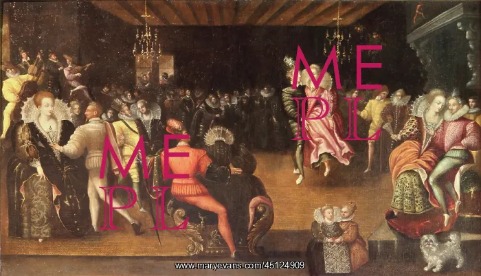 : Painting of a ball, 16th century : Painting of a ball, 16th century