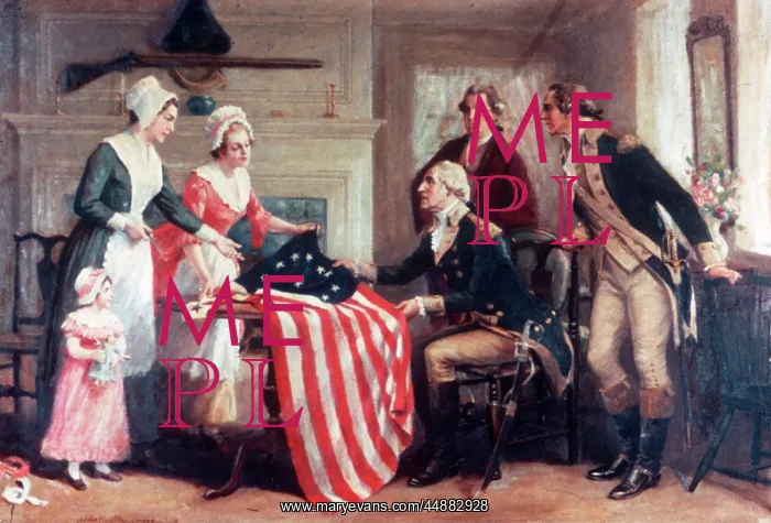 : Painting Of Betsy Ross & The First : Painting Of Betsy Ross & The First
