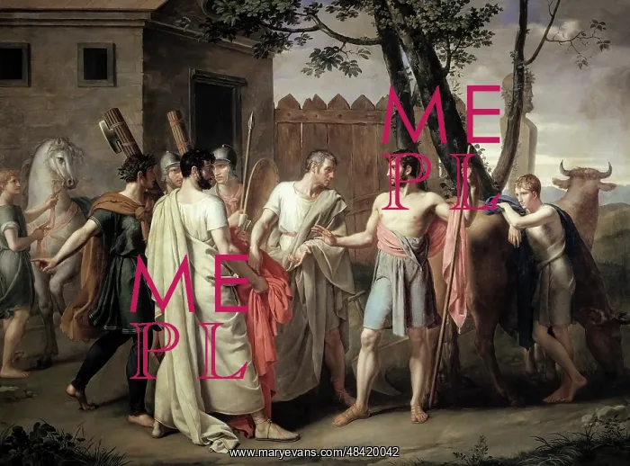 : painting of Cincinnatus leaving the plough to : painting of Cincinnatus leaving the plough to