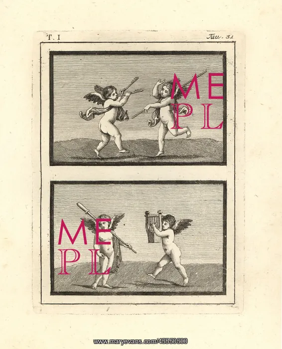 : Painting of cupids or genii playing discovered : Painting of cupids or genii playing discovered