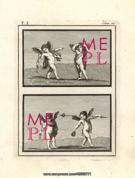: Painting of cupids or genii playing discovered : Painting of cupids or genii playing discovered