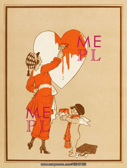 : PAINTING HEART RED C1917 : PAINTING HEART RED C1917