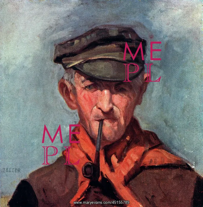 : Painting of a Pipe Smoking Man : Painting of a Pipe Smoking Man