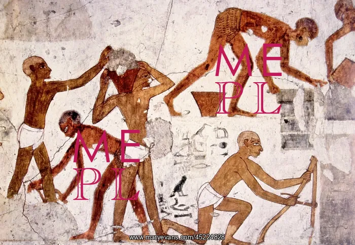 : Painting of workers making bricks from the ? : Painting of workers making bricks from the ?