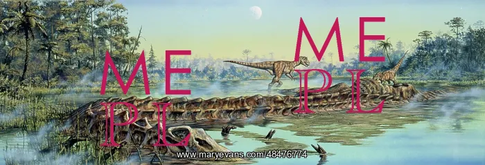  : A pair of Allosaurus dinosaurs explore the remains of a ?
