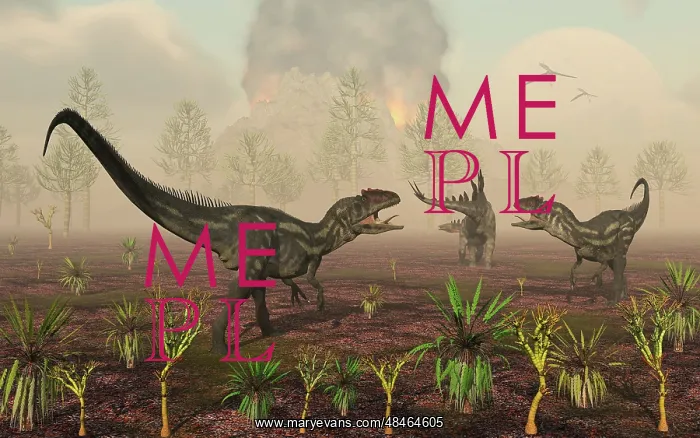  : A pair of Allosaurus dinosaurs tracking down a lone ?