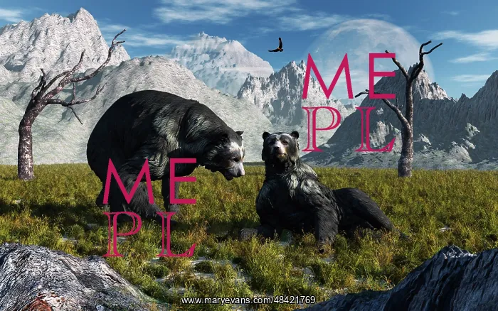 : A pair of Arctodus bears courting each other : A pair of Arctodus bears courting each other