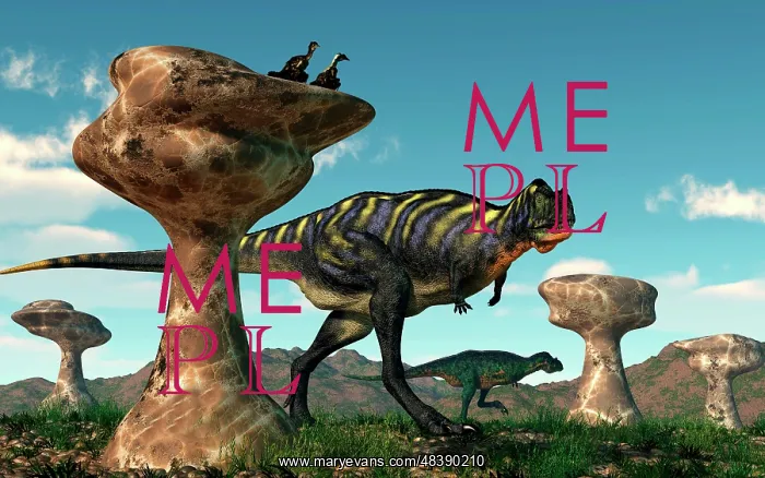 : A pair of Aucasaurus dinosaurs walk amongst a forest of ? : A pair of Aucasaurus dinosaurs walk amongst a forest of ?