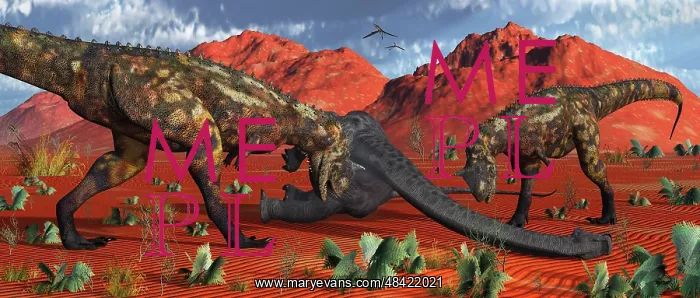 : A pair of Carnotaurus dinosaurs ready to devour a dead ? : A pair of Carnotaurus dinosaurs ready to devour a dead ?