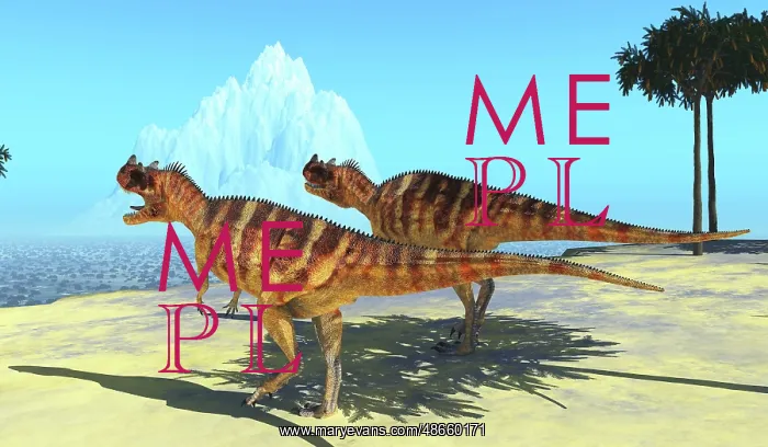 : A pair of Ceratosaurus dinosaurs at the edge of : A pair of Ceratosaurus dinosaurs at the edge of