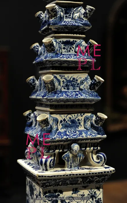 : Pair of Flower Pyramids, c. 1710-1720, by Lambertus van Eenh : Pair of Flower Pyramids, c. 1710-1720, by Lambertus van Eenh