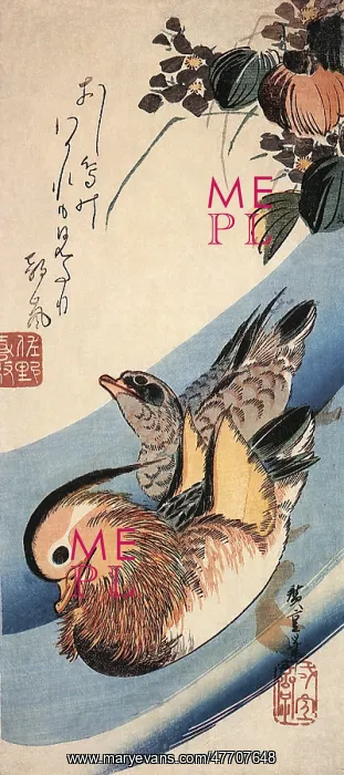 : A Pair of Mandarin Ducks, by Hiroshige : A Pair of Mandarin Ducks, by Hiroshige