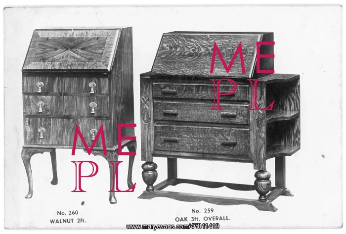 : A pair of Oak and Walnut bureaus : A pair of Oak and Walnut bureaus