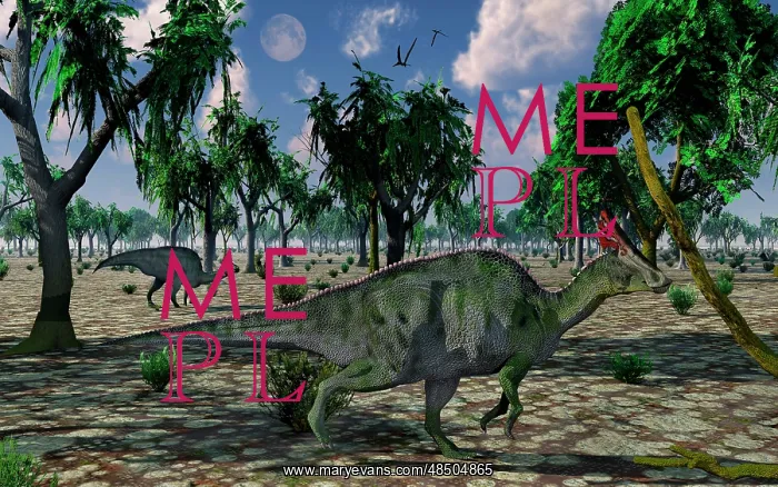 : A pair of Olorotitan duckbilled dinosaurs on the move : A pair of Olorotitan duckbilled dinosaurs on the move