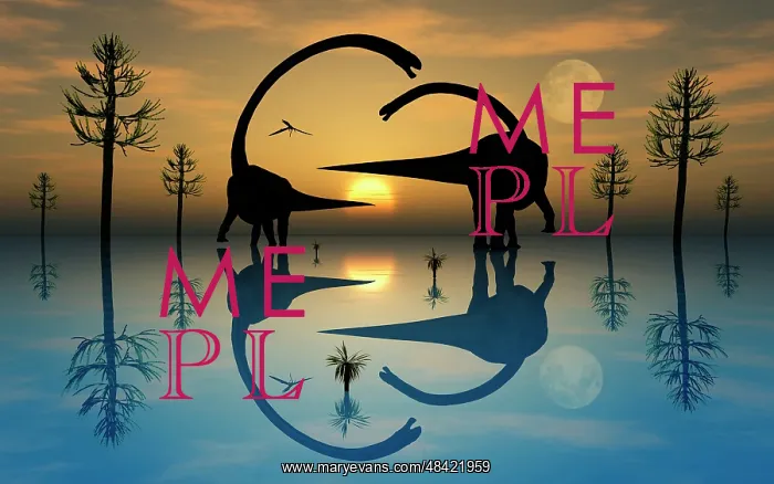 : A pair of Omeisaurus dinosaurs involved in courtship rituals : A pair of Omeisaurus dinosaurs involved in courtship rituals