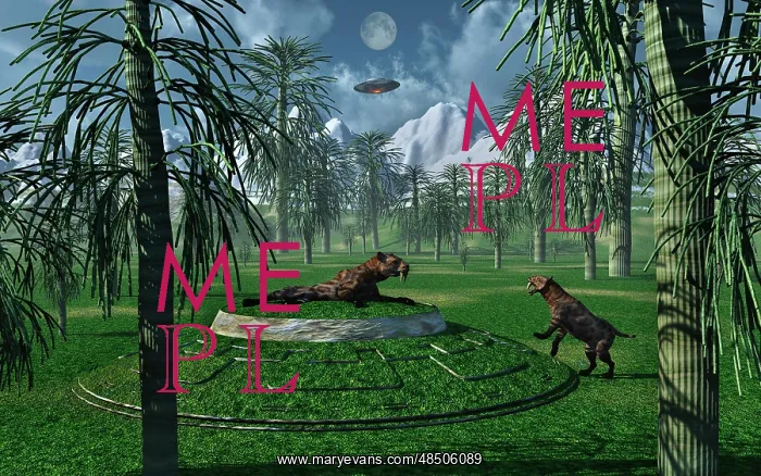 : A pair of Sabre-Tooth Tigers encountering UFO's : A pair of Sabre-Tooth Tigers encountering UFO's
