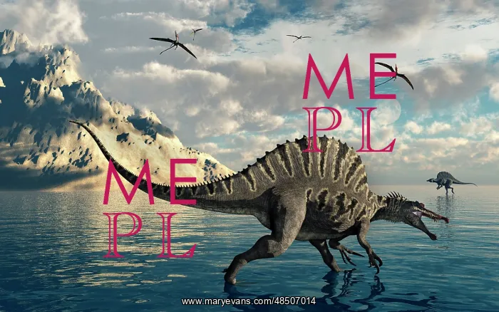 : A pair of Spinosaurus hunting for fish : A pair of Spinosaurus hunting for fish