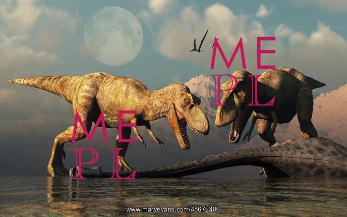 : A pair of T-rex dinosaurs about to eat a dead : A pair of T-rex dinosaurs about to eat a dead