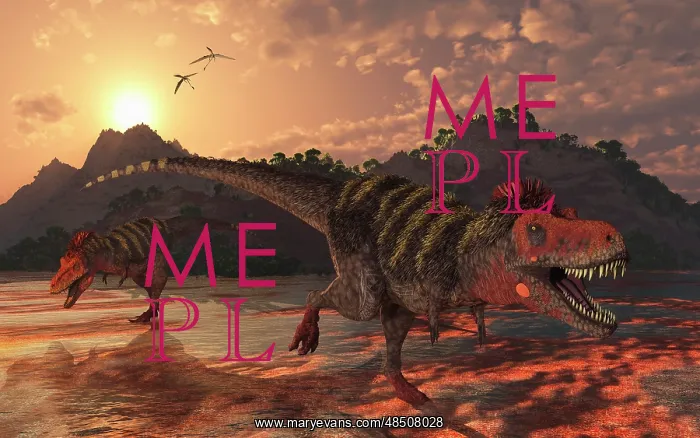 : A pair of Tarbosaurus dinosaurs scavaging for food : A pair of Tarbosaurus dinosaurs scavaging for food