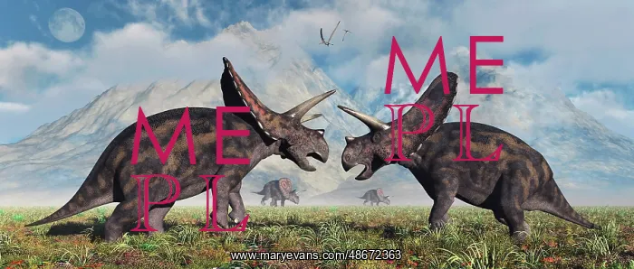 : A pair of Torosaurus dinosaurs involved in a territorial : A pair of Torosaurus dinosaurs involved in a territorial