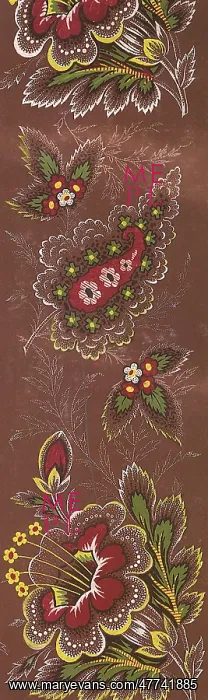  : Paisley Floral Border Pattern with Brown Background