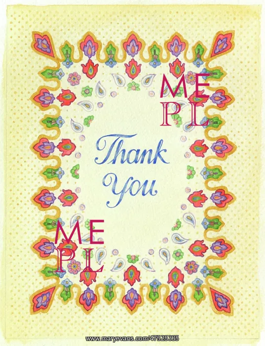 : Paisley Pattern border with Thank You : Paisley Pattern border with Thank You