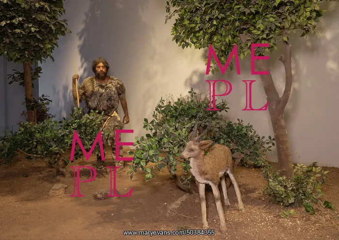 : Palaeolithic reconstruction, Sanliurfa Museum, Urfa, Turkey : Palaeolithic reconstruction, Sanliurfa Museum, Urfa, Turkey
